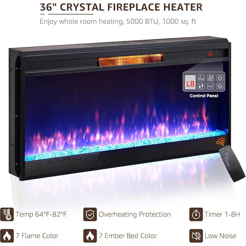 Modern Fireplace TV Stand for 80" TV, Entertainment Center with LED