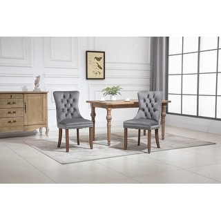2 Sets Dining Chair with Nailhead Trim and Solid Wood Legs - Bed Bath ...