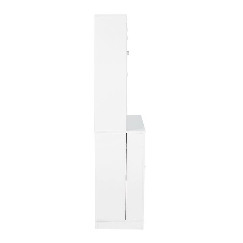 68 Inch High White Kitchen Pantry Cabinet with Hutch,Wine Rack for Dining Room