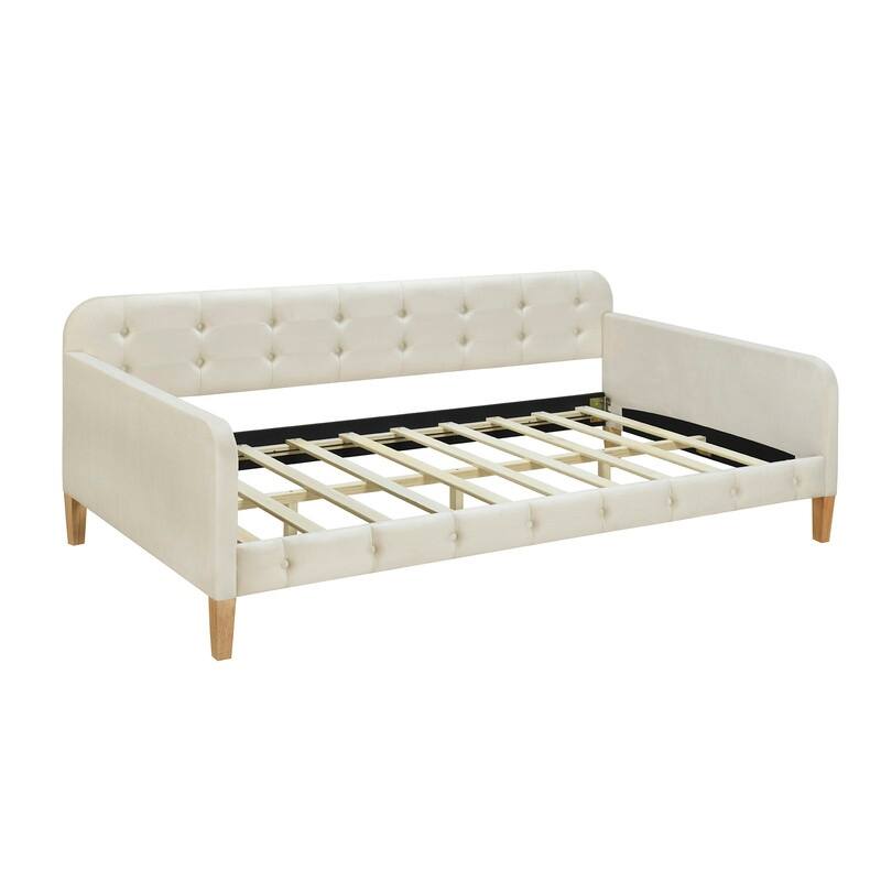 Twin Size Velvet Upholstered Daybed with 4 Support Legs