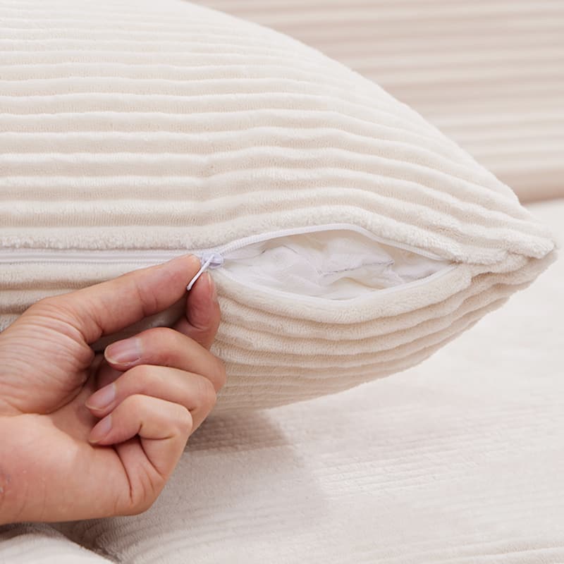 Oversized L-shaped Plush Corduroy Couch, Sectional Sofa with Deep Cushions and Chaise Lounge