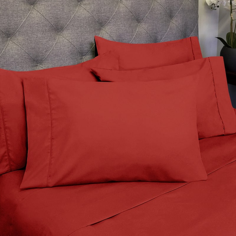 Sweet Home Collection Luxurious Ultra Soft 6-Piece Bed Sheet Set - Twin - Samba Red