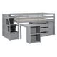 preview thumbnail 25 of 103, Modern Wooden Loft Bed with Retractable Writing Desk and 3 Drawers, Storage Stairs and Shelves