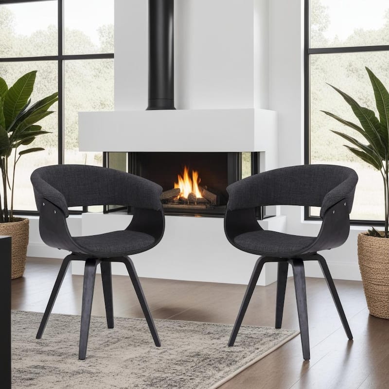 Carson Carrington Vamdrup Mid-Century Dining Chair with Bentwood Legs - Charcoal and Black