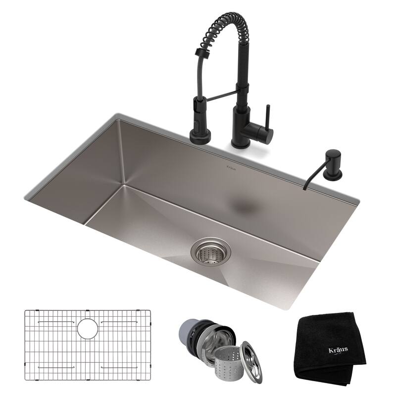Kraus Standart PRO 30" Undermount Single Basin Stainless Steel Kitchen - Matte Black
