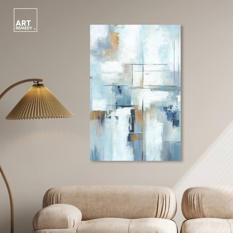 Art Remedy House Of Lines Ii Gallery Wrapped Blue Abstract 1 Piece Canvas Wall Art