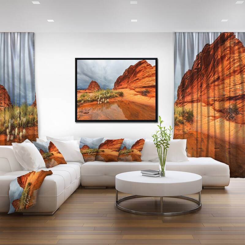 Designart "Clear Lake Vermillion Cliffs" Oversized Landscape Framed