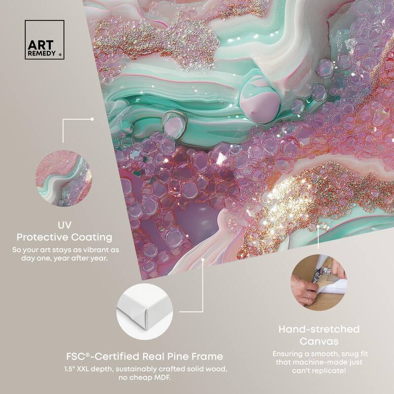 Pink and Mint Crystal III Canvas by Art Remedy, Gallery Wrapped