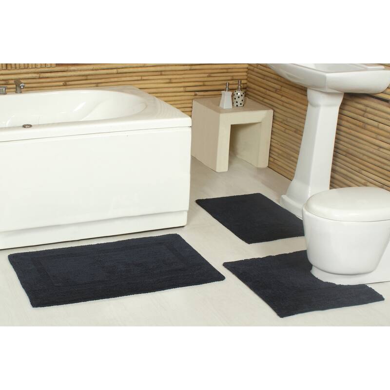 Fabstyles Basix Soft & Absorbent Reversible Cotton Bath Rug - 24 x 36 - Navy