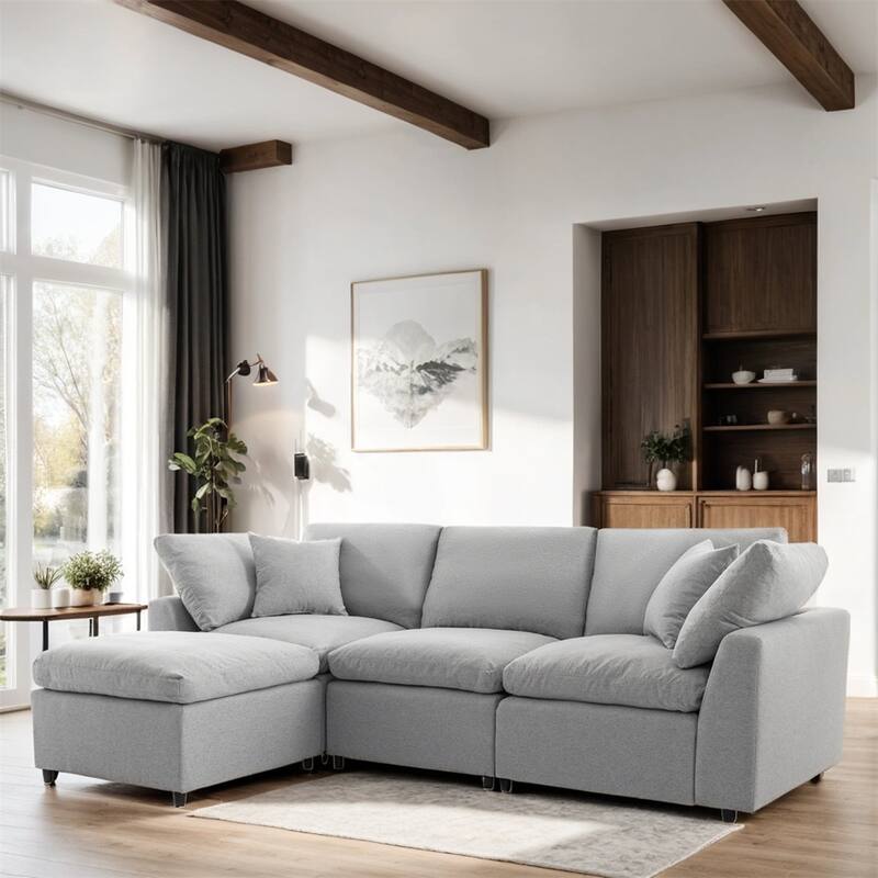 4 Seat Upholstery Convertible Sectional Sofa with Reversible Chaise