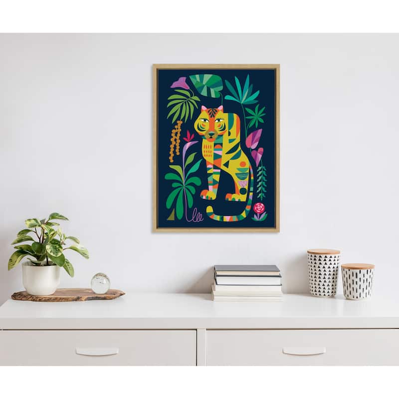Kate and Laurel Sylvie Tiger in the Forest Framed Canvas by Rachel Lee