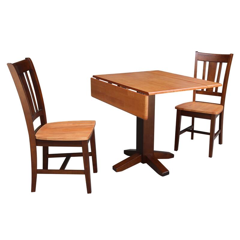 Set of 3 pcs - 36" Square Dual Drop Leaf Table with 2 Chairs