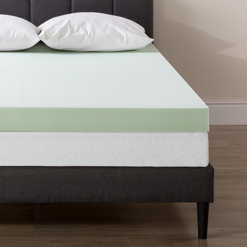 4 Inch Ventilated Memory Foam Mattress Topper with Calming Green Tea Infusion