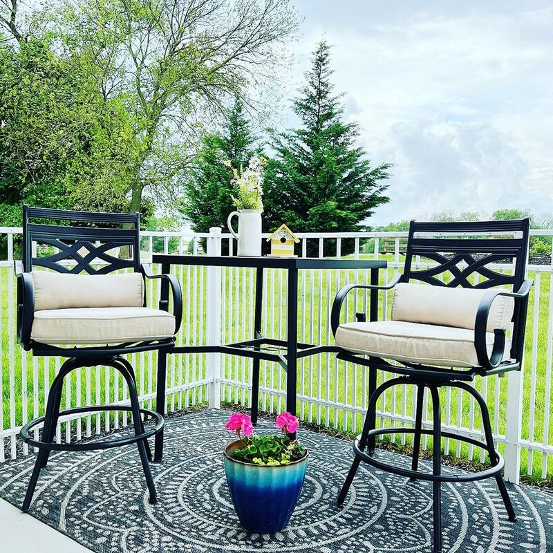 Set of 2/4/6 Outdoor Patio Dining Swivel Bar Stools with Seating and Lumbar Cushions