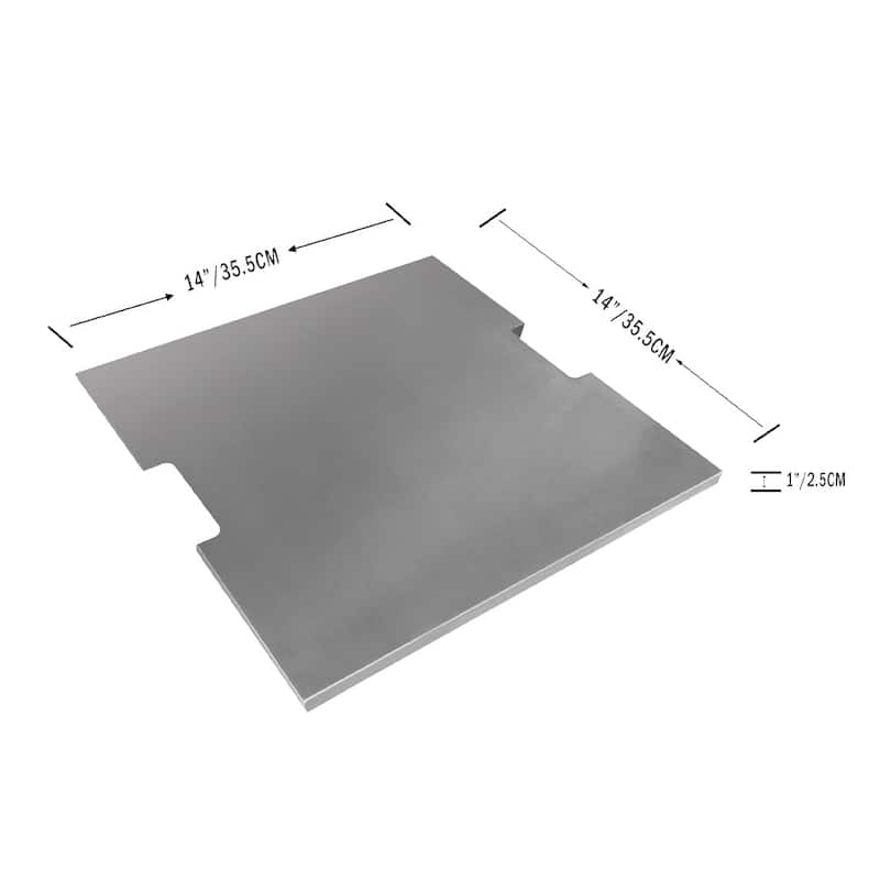 Elementi Outdoor Fire Pit Table Square Stainless-Steel Lid Fire Pit Accessories - 14 x 14 x 1