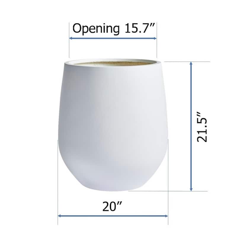 DreamPatio La Mirada 1-piece Fiberstone Tapered Planter for Indoor/Outdoor - 20x20x21.5 - White