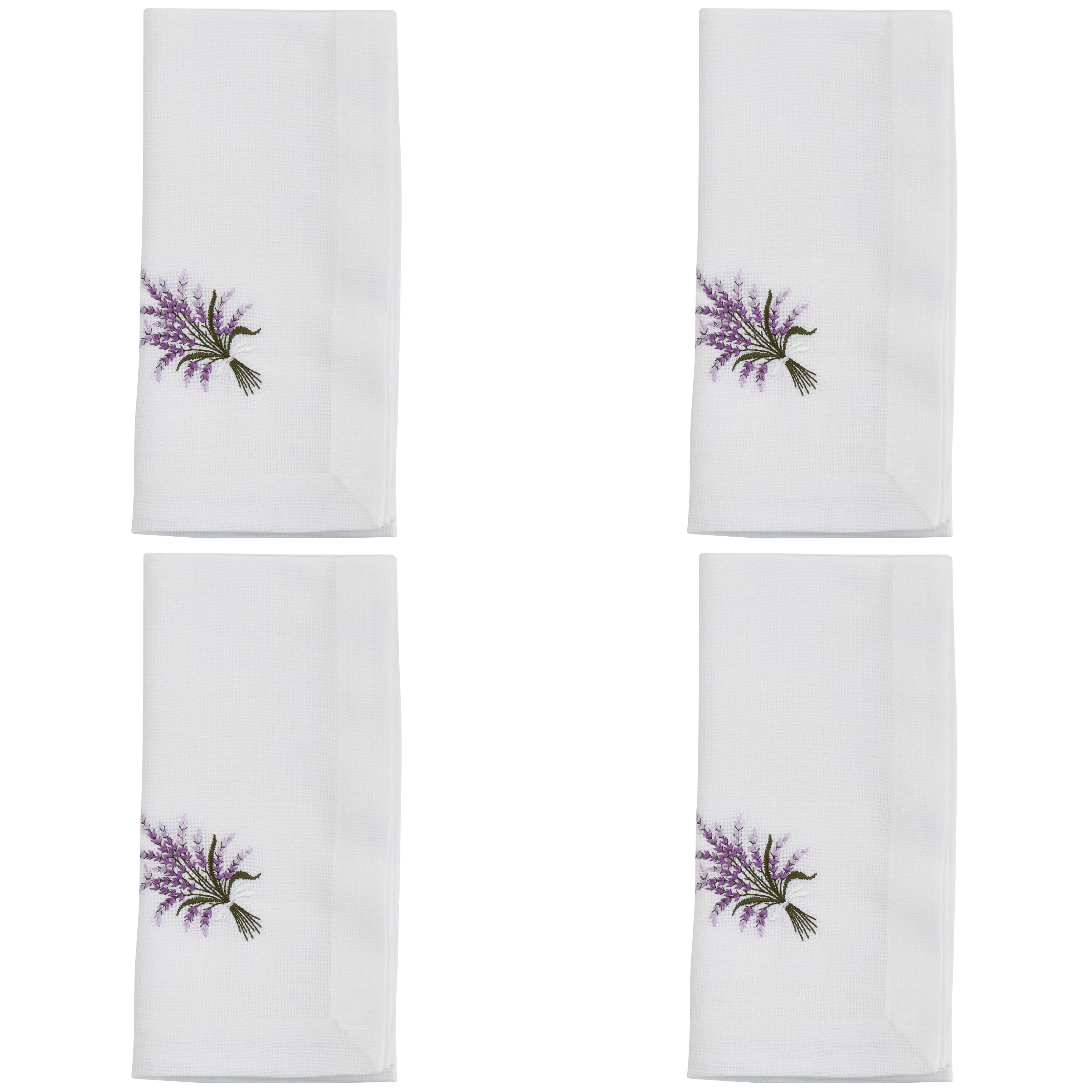 Embroidered Table Napkins With Lavender Design (Set of 4) 20"x20