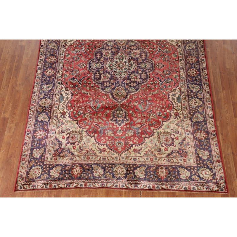Tabriz Persian Vintage Area Rug Hand-Knotted Wool Carpet - 6'8"x 9'8"