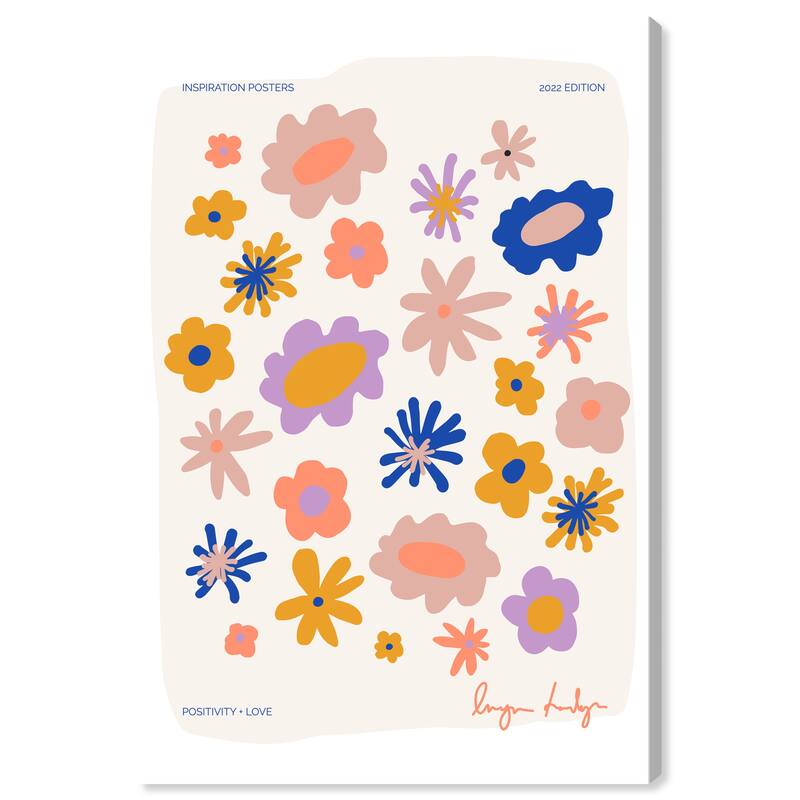 Wynwood Studio Canvas Floral and Botanical Love my Floral Mess Pink and Light Pink Modern & Contemporary Wall Art Canvas Print