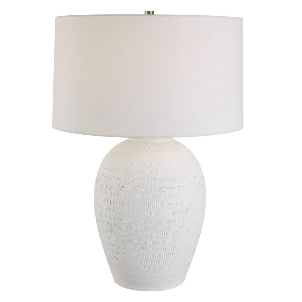 Uttermost Reyna Chalk White Table Lamp - 29"H, Shade 11"H x 20"Dia.