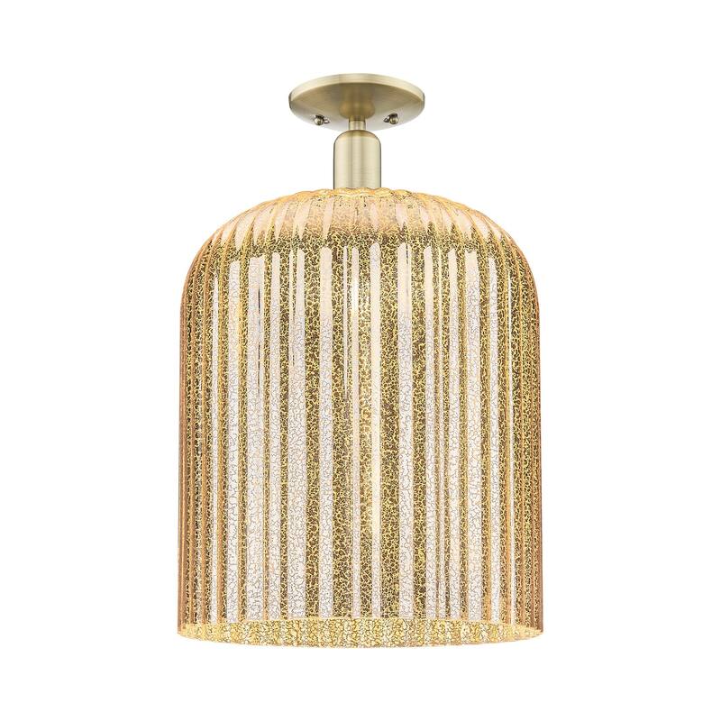 Innovations Lighting 716-1C-19-12 Bridal Veil Semi-Flush Bridal Veil - Antique Brass / Mercury