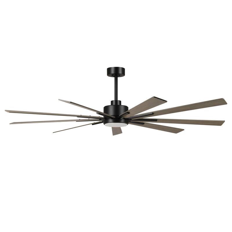 72" Farmhouse Black Integrated LED Windmill Ceiling Fan with Light and Remote