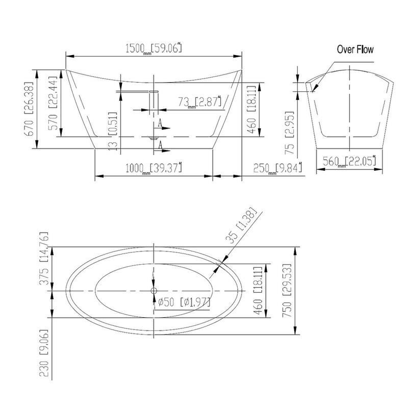 Acrylic 59" X 30" Freestanding Bathtub Deep Soaking Tubs
