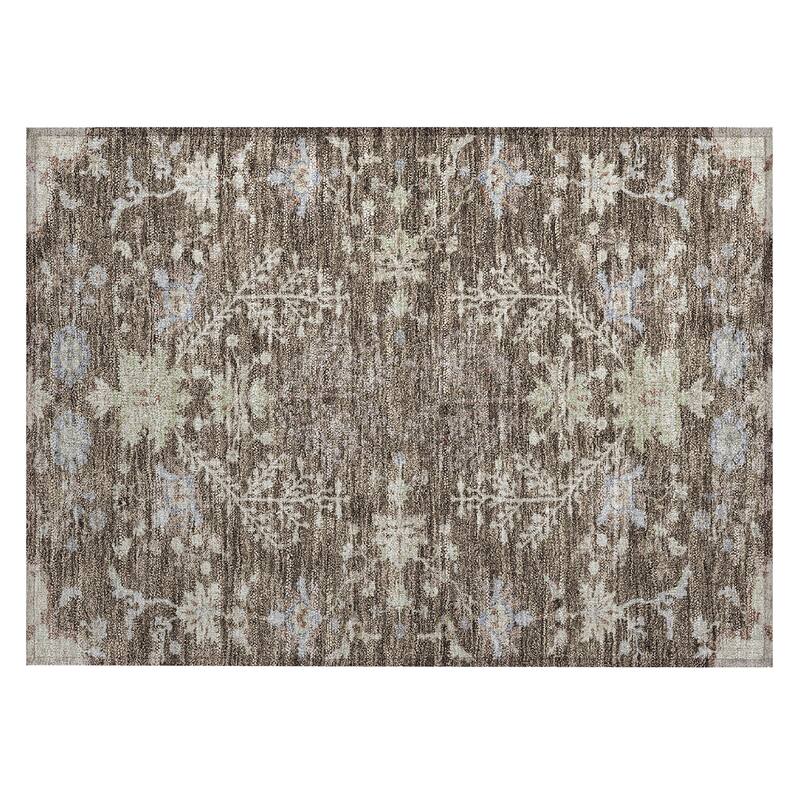 Machine Washable Indoor/ Outdoor Boho Traditional Chantille Rug