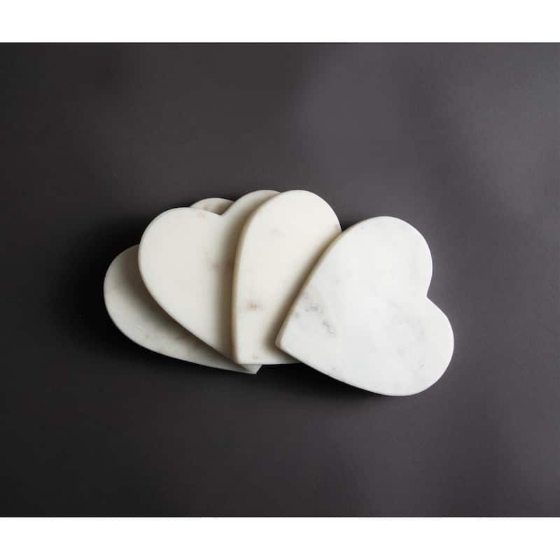 Set of 4 Heart Shaped Coasters - White
