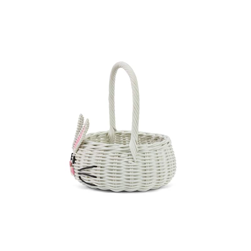 Hand Woven Bunny Rattan Wedding Flower Girl Basket Easter Bin Home Decor Cute Handmade Handcrafted Nursery Gift Animal Storage