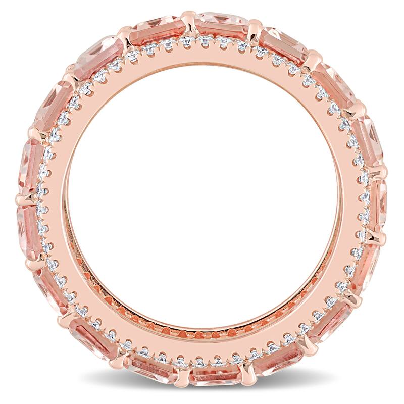 Miadora 14k Rose Gold 9 1/3ct TGW Morganite & 5/8ct TDW Diamond Full-Eternity Wedding Band Ring