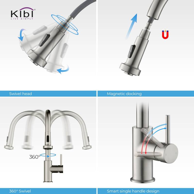 Lead Free Solid Brass Single Level Pull Down Kitchen Faucet with Sprayer