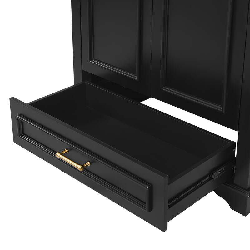 30'' Freestanding Bathroom Vanity with Single White Integrated Ceramic Sink - 30.5'' x 18.4'' x 33.9''