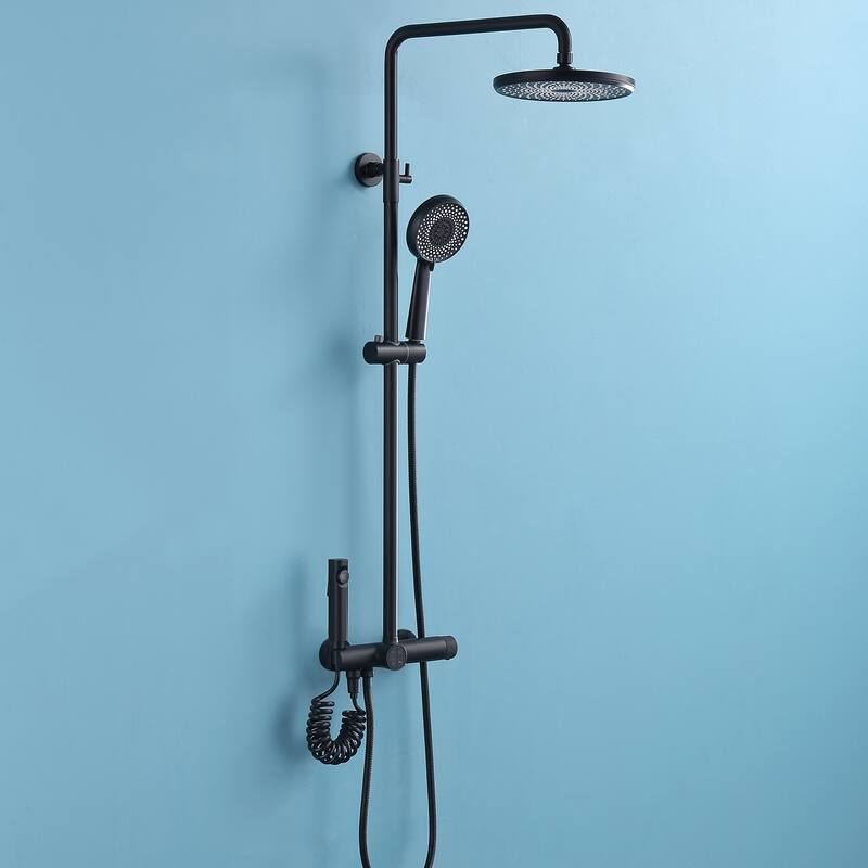 Wall-mounted Complete Shower System With Rough-In Valve And Spray Gun