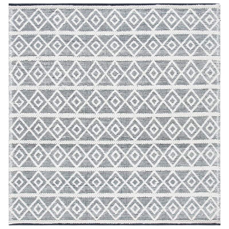SAFAVIEH Handmade Natura Vilfridur Wool Rug - 6' Square - Ivory/Black
