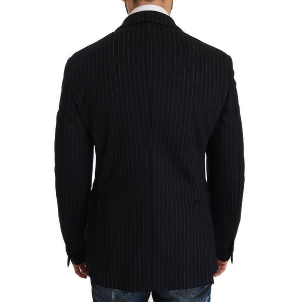 Shop Dolce Gabbana Blue Striped Royal Crown Blazer Men S Jacket