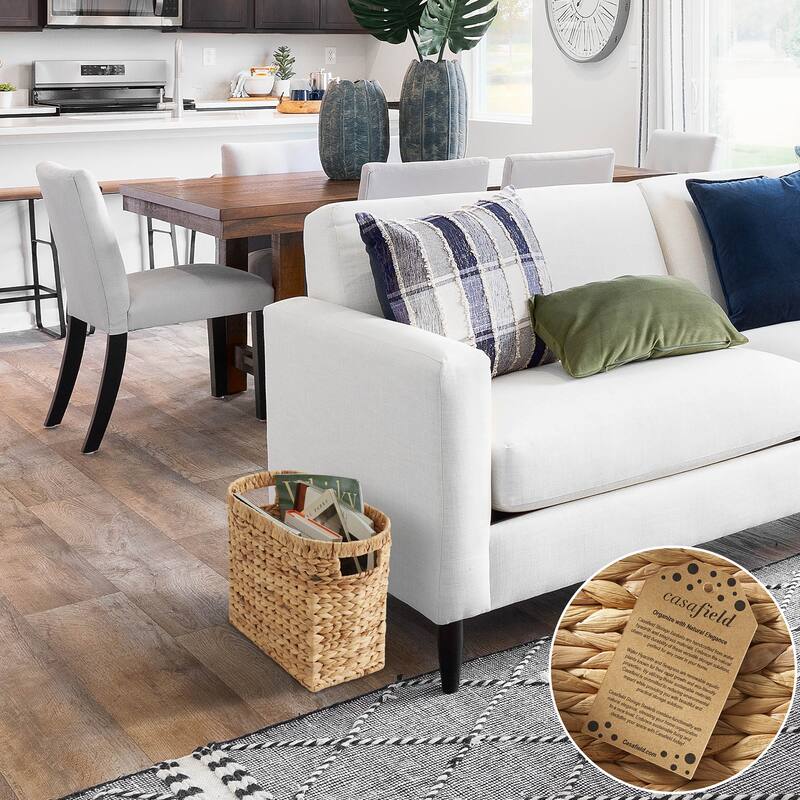 Magazine Holder Storage Basket with Handles Natural Bathroom Bin - Natural - Hyacinth