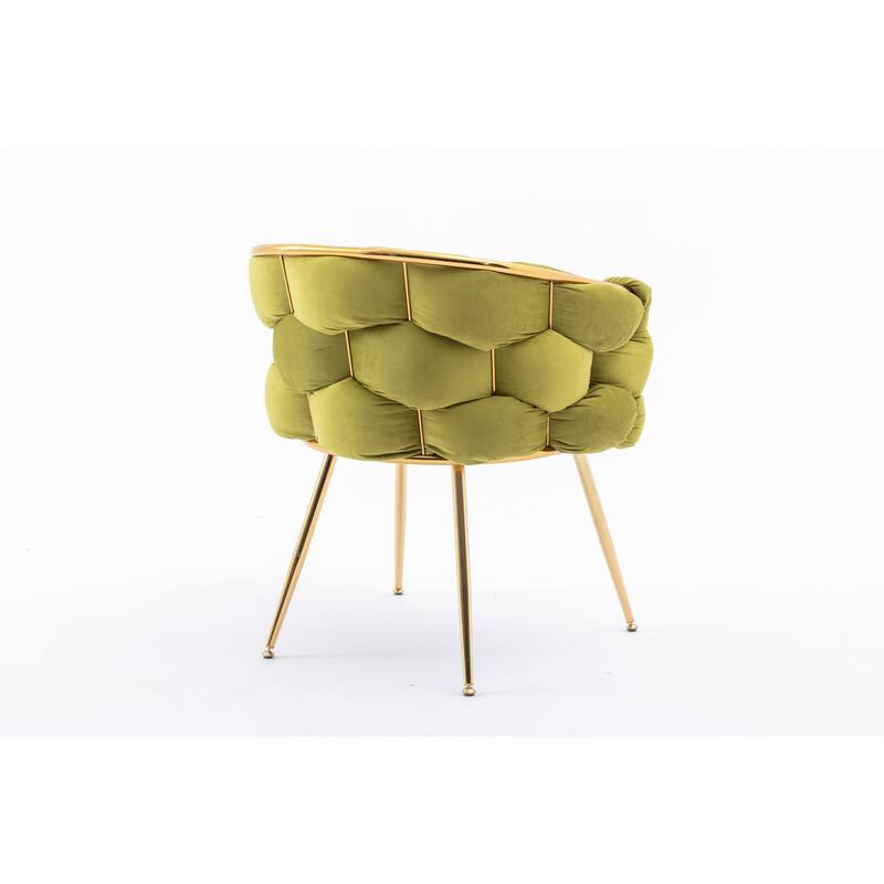 Olive Green Modern 28.7" Velvet Upholstered Accent Chairs with Gold - Plated Metal Legs (Set of 2)