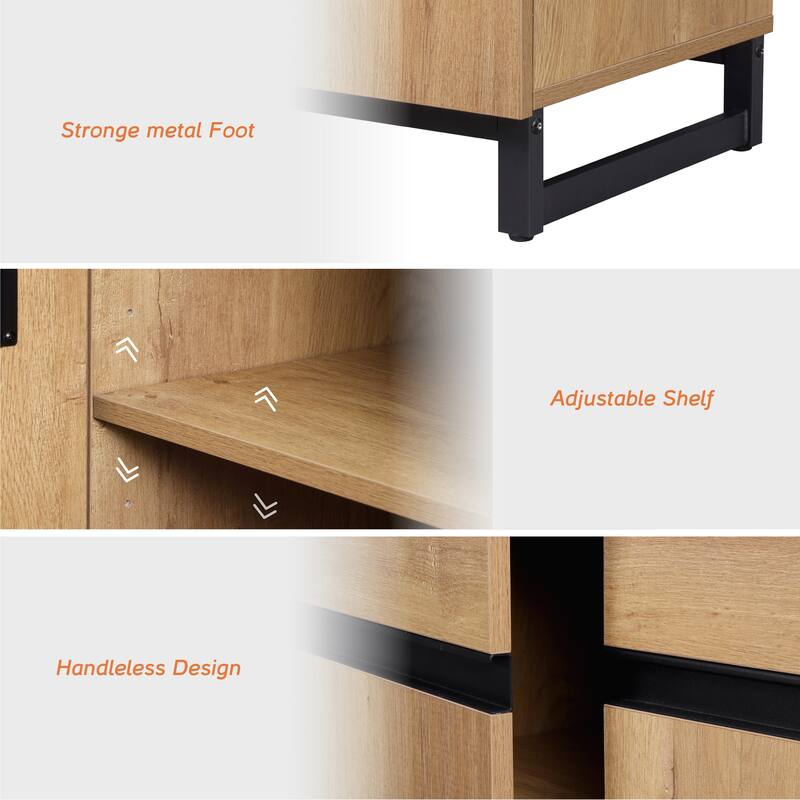 WAMPAT 4 in 1 Multifunctional Sideboard Buffet Cabinets, Modern Sideboard with Adjustable Shelves, Accent Storage Cabinet Table