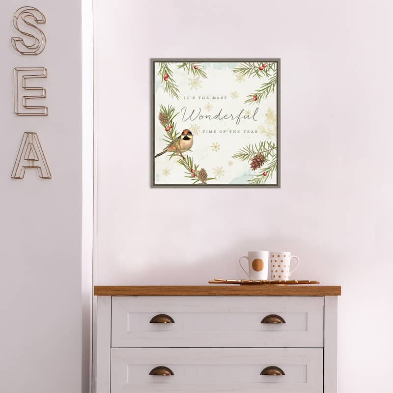 Christmas Tradition IV (Bird) by Katie Pertiet Framed Canvas Art