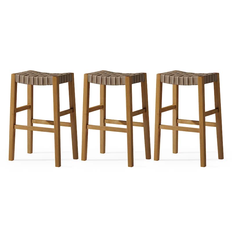 Maven Lane 31" Emerson Bar Height Kitchen Stool - Set of 3 - Weathered Natural
