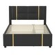 preview thumbnail 13 of 16, Queen Size Upholstered Bed w/ Trundle Bed & 2 Drawers,Modern Platform Bed w/ Gold Decoration, Night Light & USB Charger, Beige
