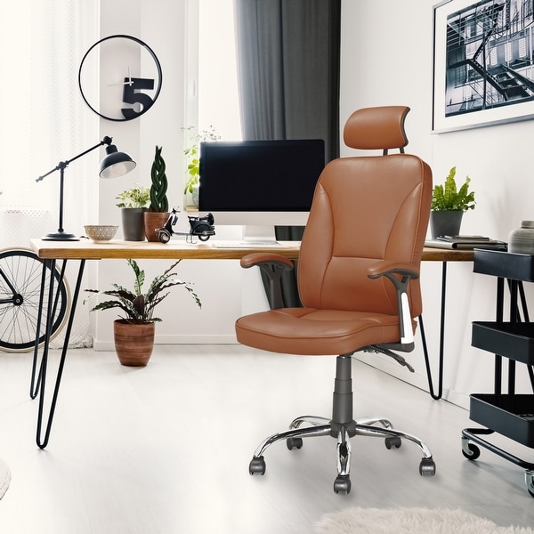 CorLiving Executive Reclining Office Chair in Light Brown