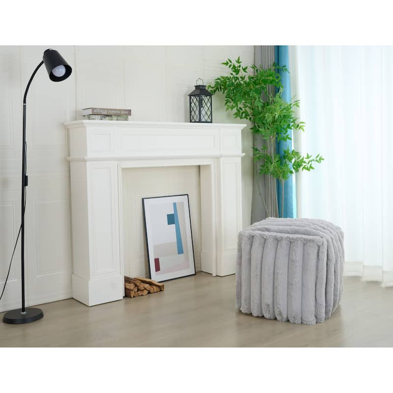 Madrid Collection Ultra Soft Ribbed Faux Fur Indoor Pouf