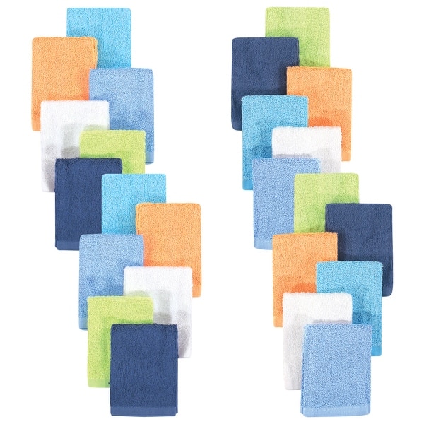 slide 1 of 1, Hudson Baby Infant Boy 24Pc Rayon from Bamboo Woven Washcloths, Blue Orange Lime, One Size - Blue Orange Lime - One Size One Size - Blue Orange Lime