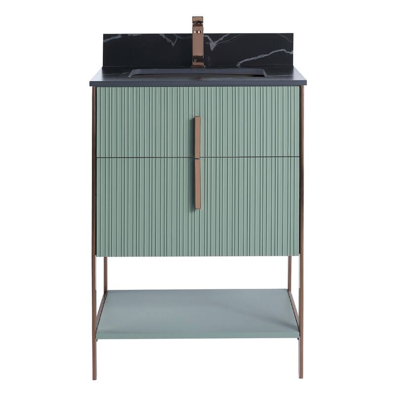 Fine Fixtures Serenity Modern Bathroom Vanity with Black Sintered Stone Top