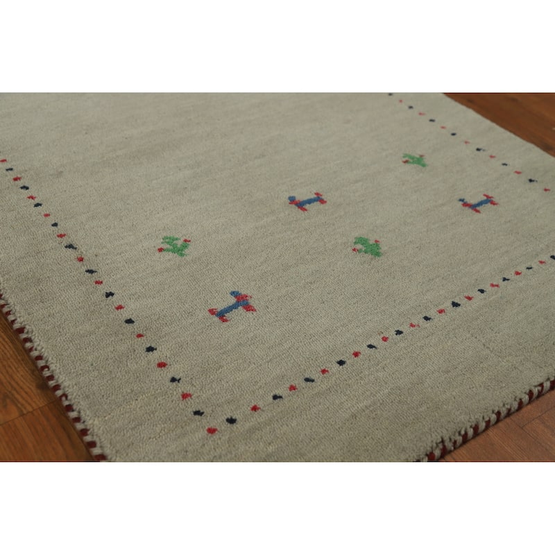 Gabbeh Indian Runner Rug Hand-Knotted Wool Carpet - 2'5" x 7'11" - 2'5" x 7'11" - Green