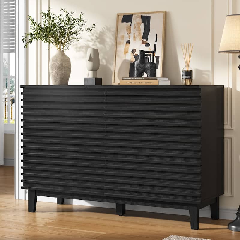 Fluted Dresser for Bedroom with 6 Drawers 47" Wide Chest of Drawers