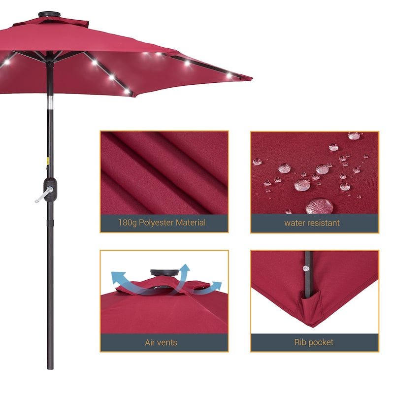 LIVOOSUN Patio 7.5 FT LED Market Umbrella,Table Umbrella w/Tilt Button