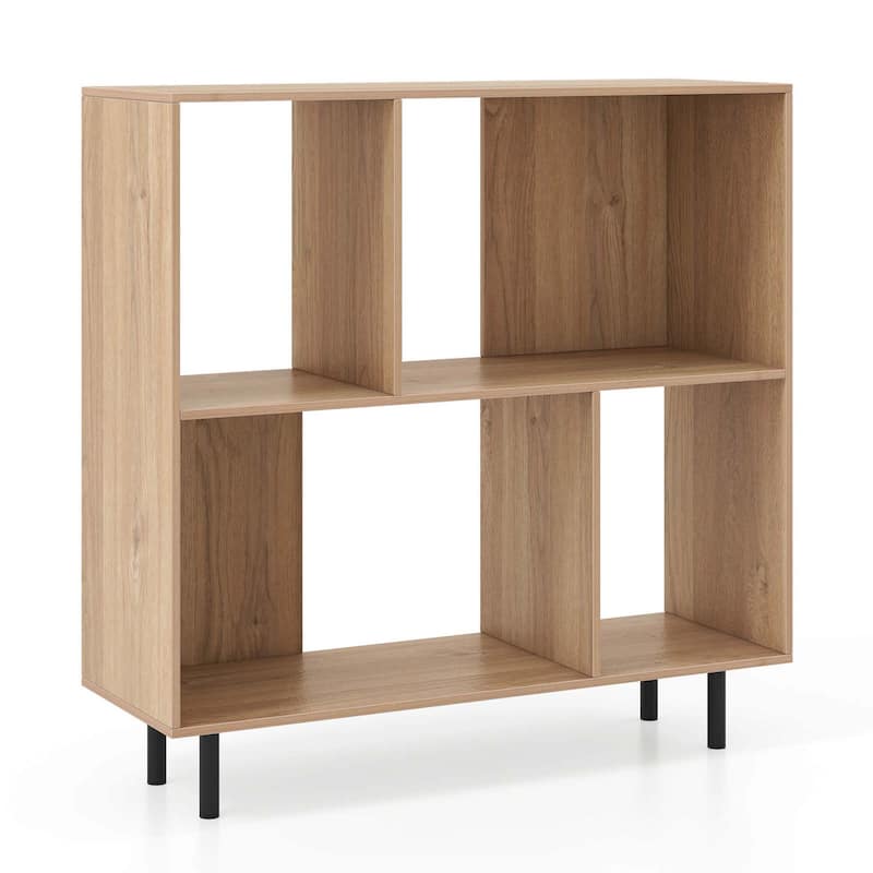 4 Cube Storage Organizer 2 Tier Bookcase w/ Metal Legs - Natural